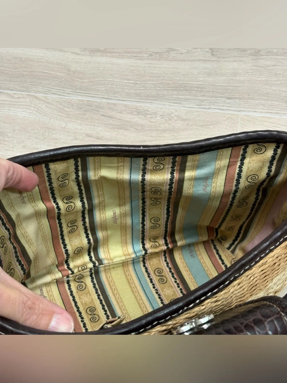 VTG Brighton Tan Woven Rafia / Leather Hobo Shoulder Bag